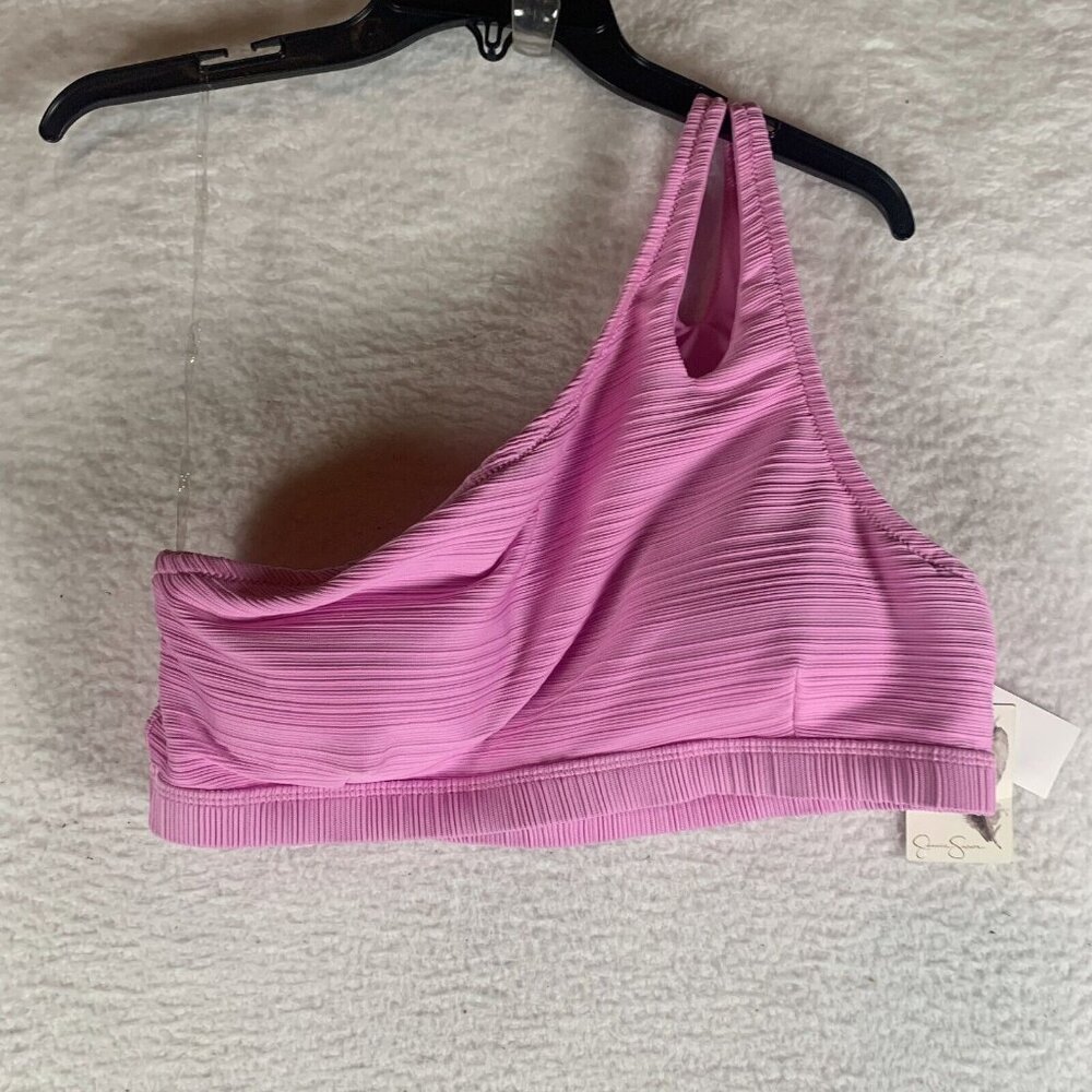 Jessica Simpson Bikini Swim Top Women's XL Pink Basic Solids One-Shoulder S9481